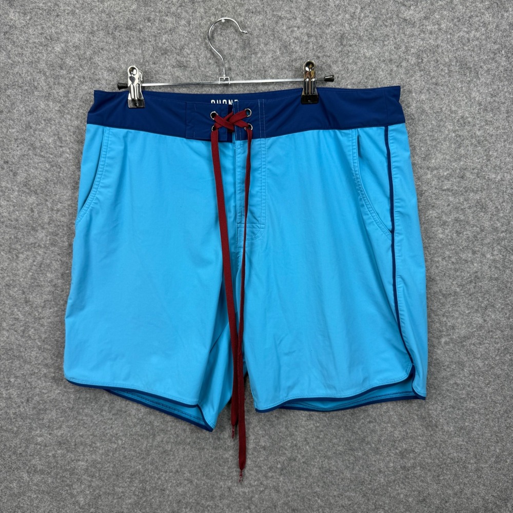 Rhone Mens Blue Colorblock Board Shorts Swim Trunks Stretch Size 34
